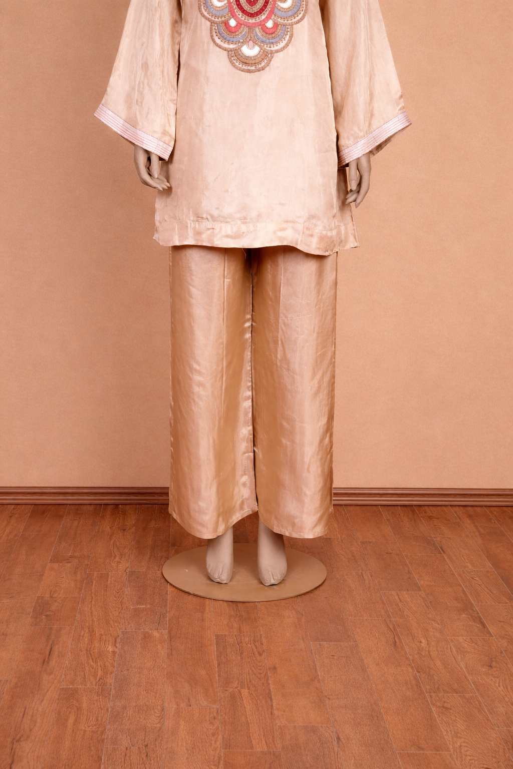 Elegant Embroidered Beige Cord Set