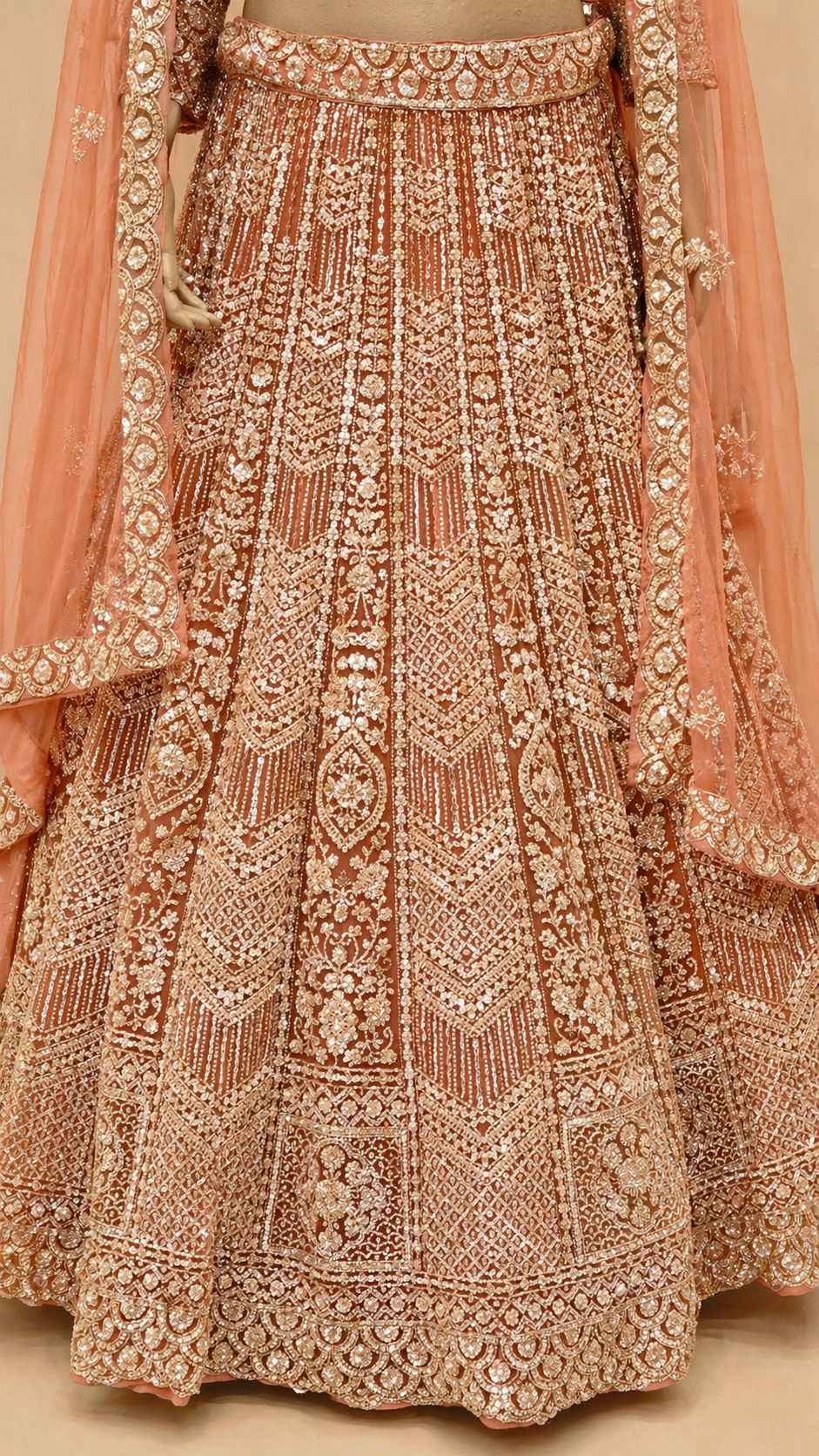 Blush Gold Embroidered Bridal Lehenga