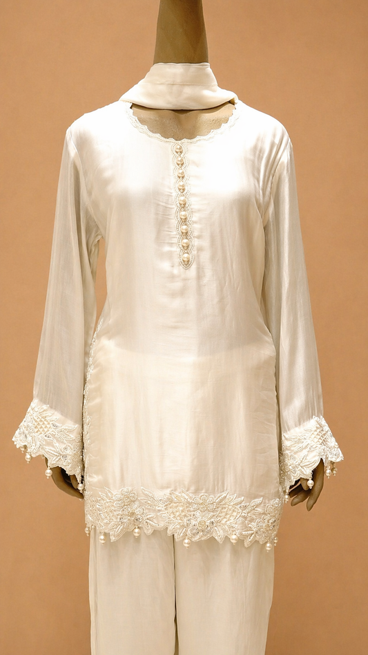 Classic Ivory Embellished Kurta Set