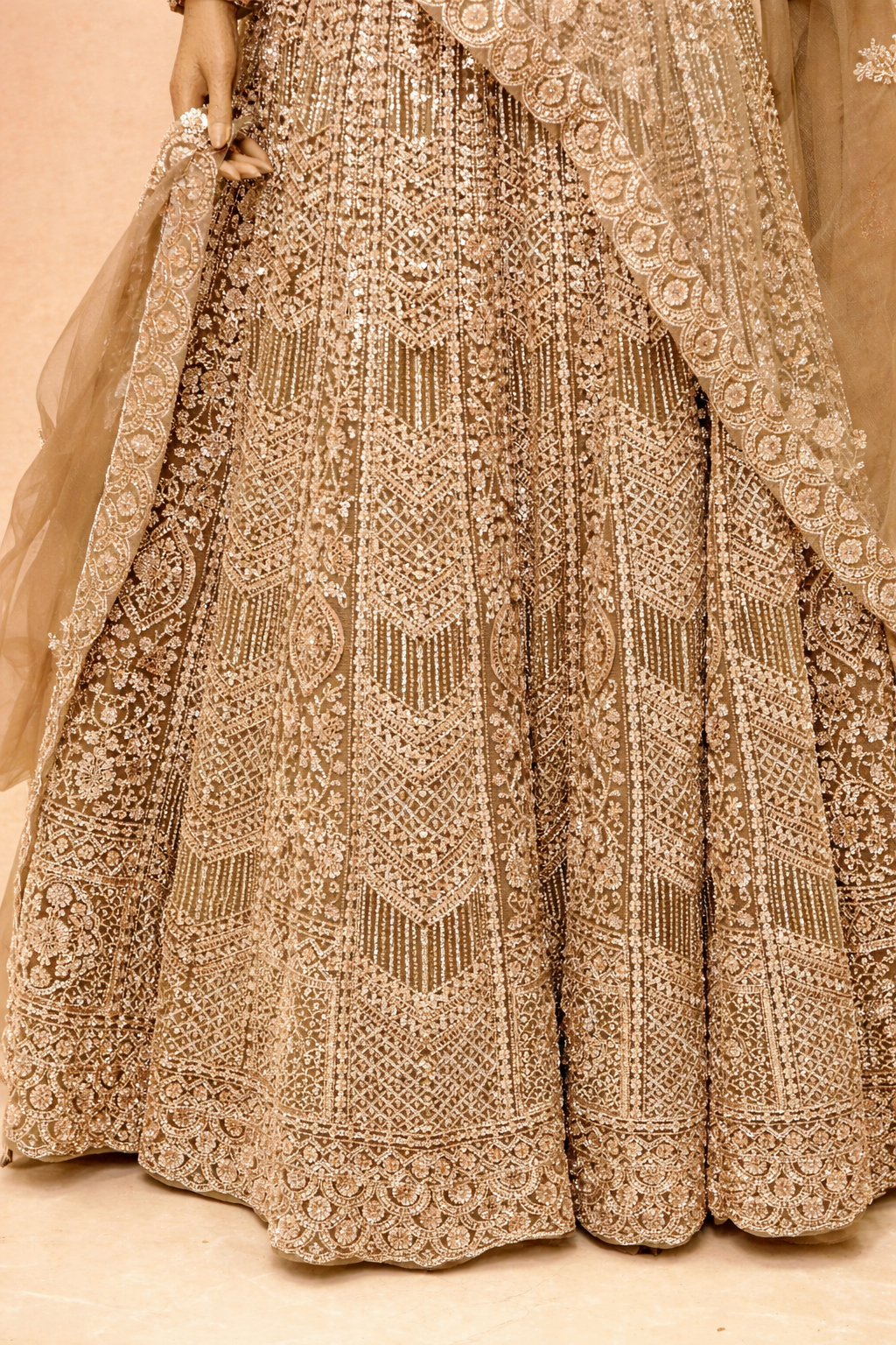 Luxe Champagne Embroidered Lehenga Set