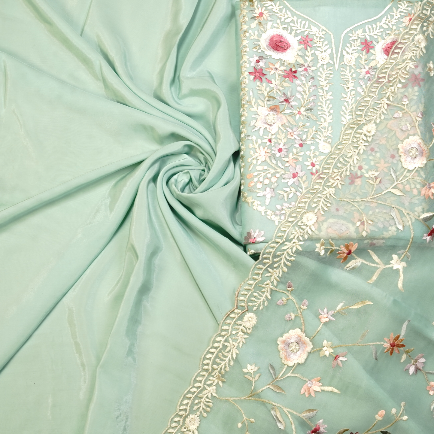 PURE ORGANZA UNSTITCHED SUITS WITH DUPATTA