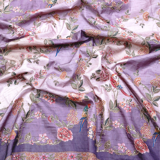 SLUB SILK WITH EMBROIDERED WORK
