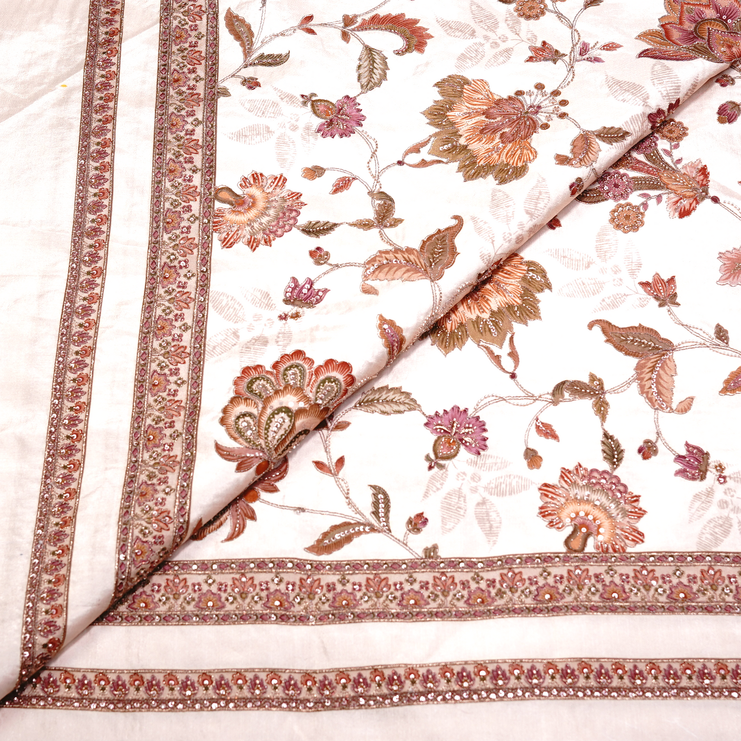 SLUB SILK WITH EMBROIDERED WORK