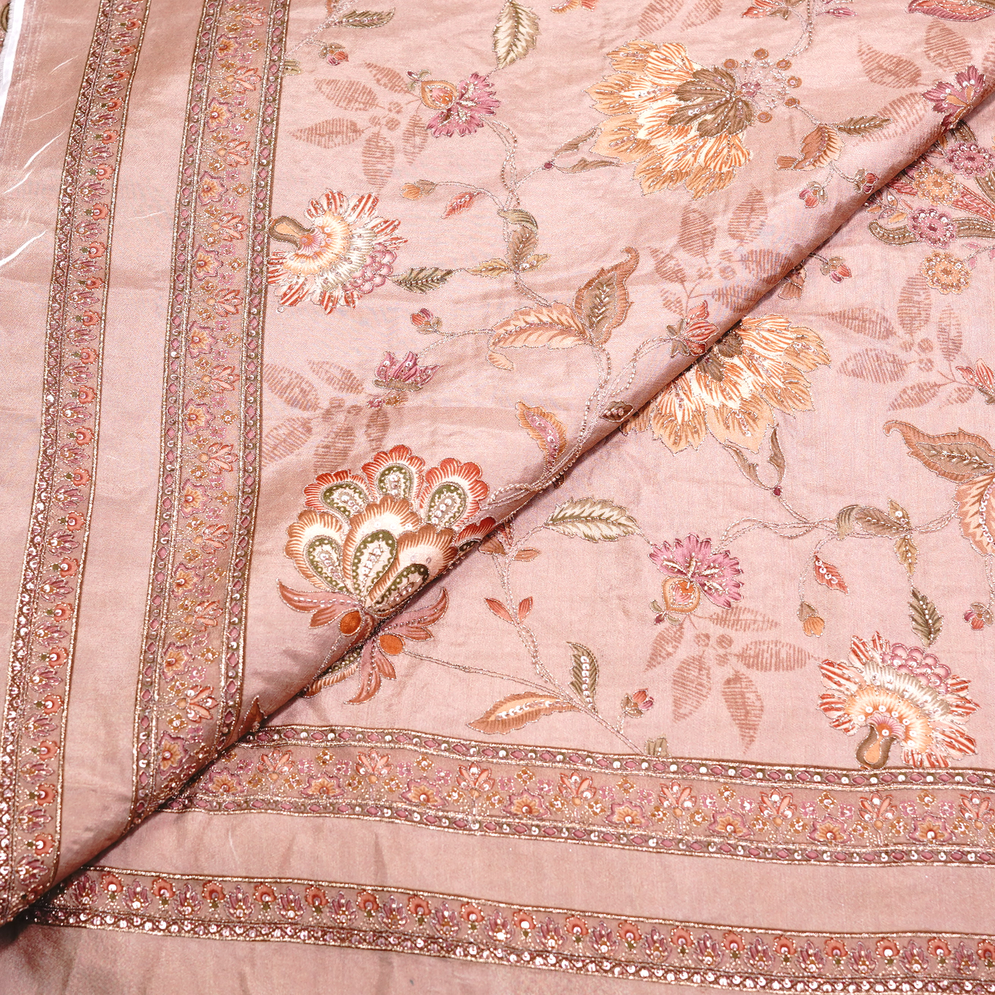 SLUB SILK WITH EMBROIDERED WORK