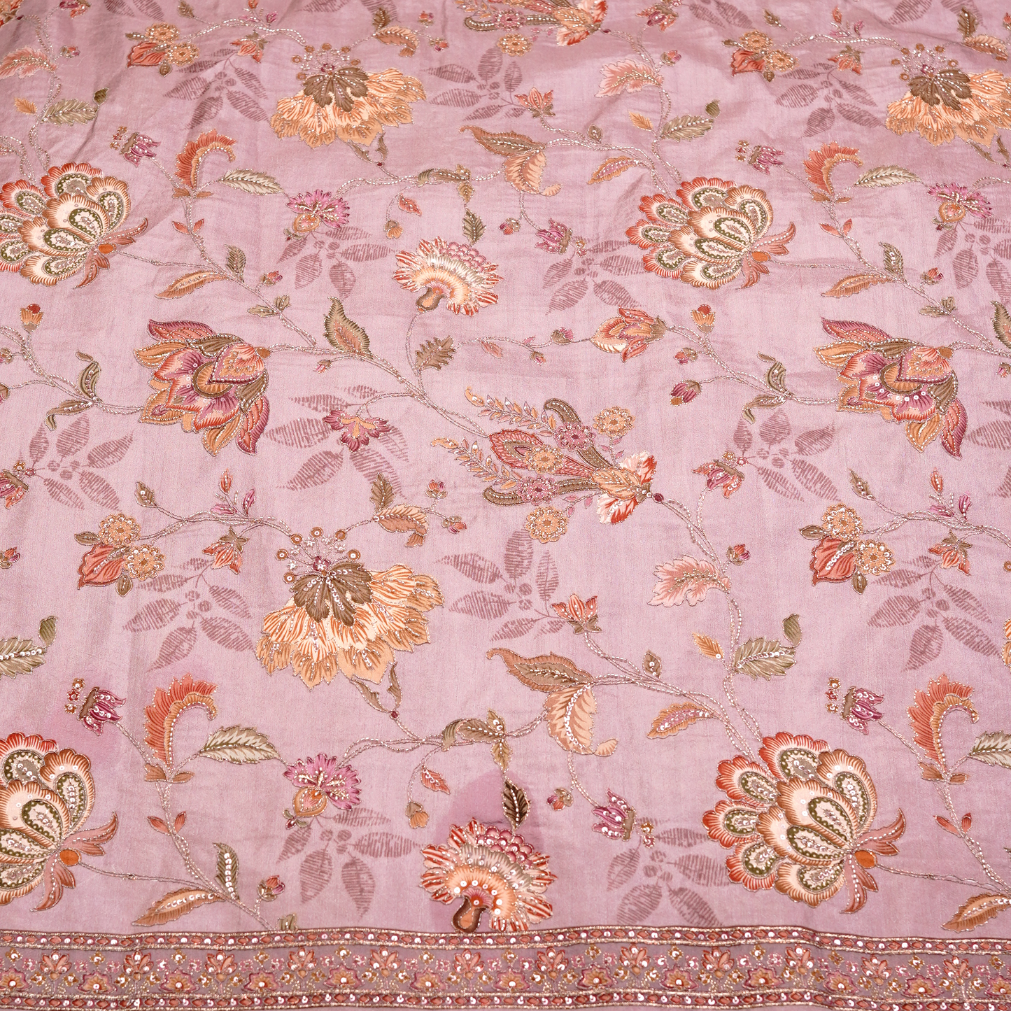 SLUB SILK WITH EMBROIDERED WORK