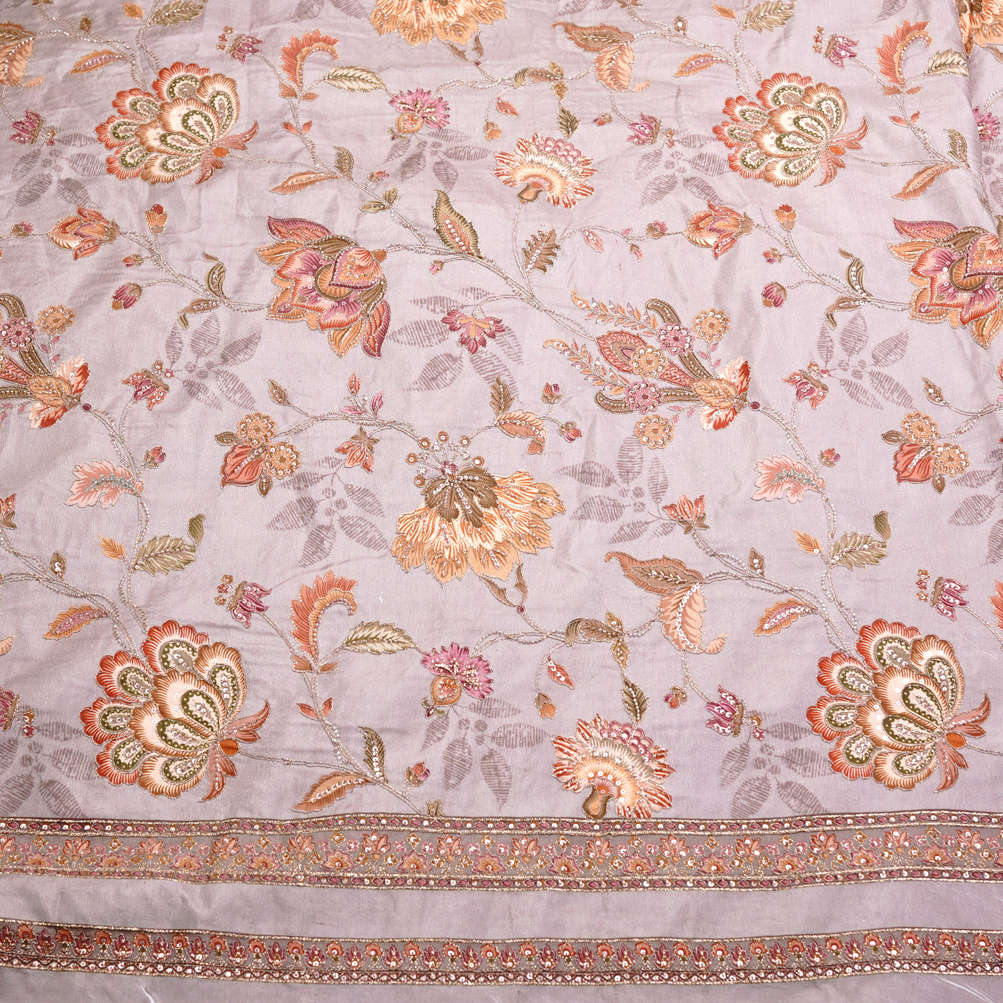 SLUB SILK WITH EMBROIDERED WORK