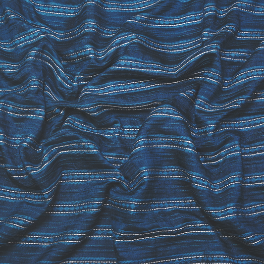 STRIPE EMBROIDERED PATTERN ON SLUB SILK