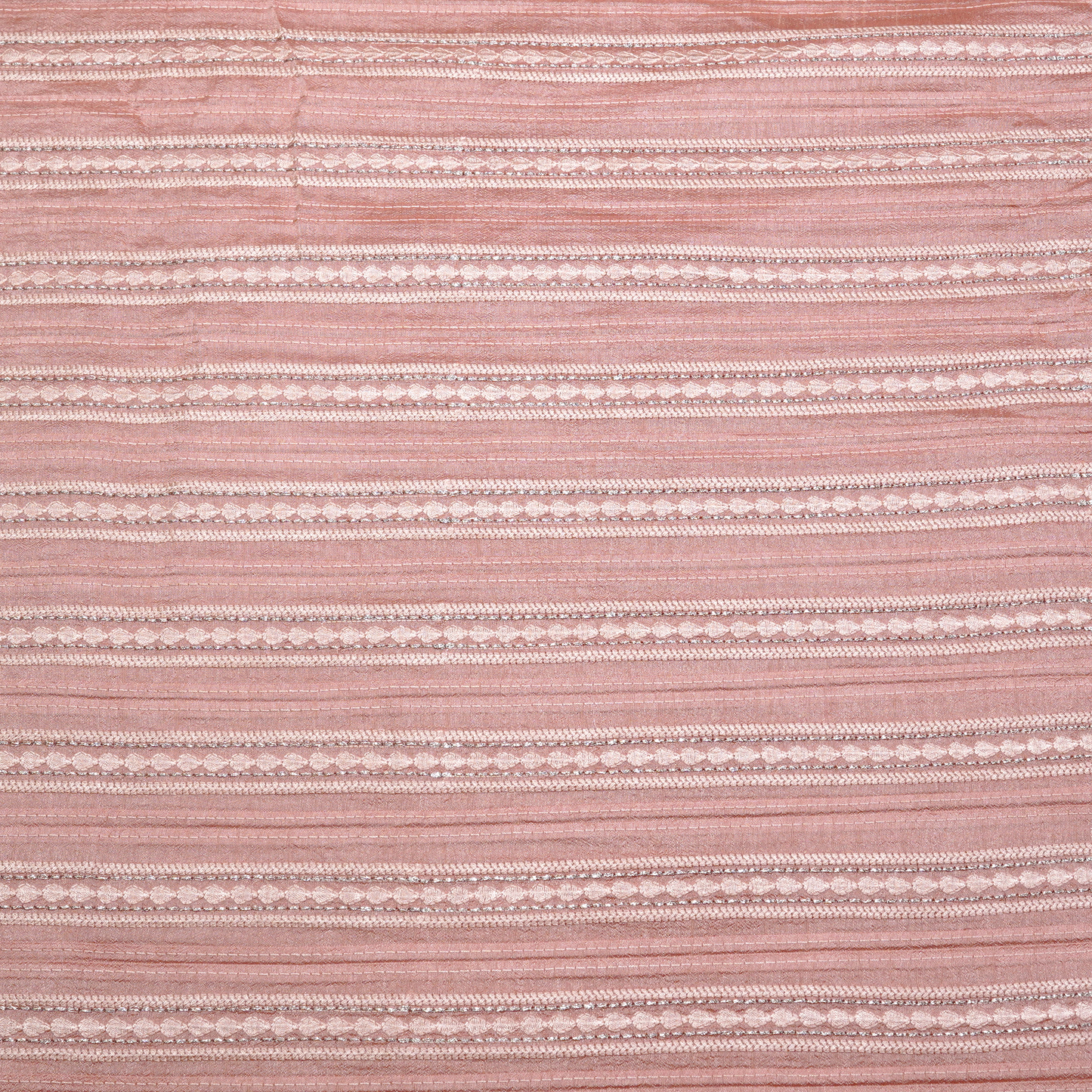 STRIPE EMBROIDERED PATTERN ON SLUB SILK