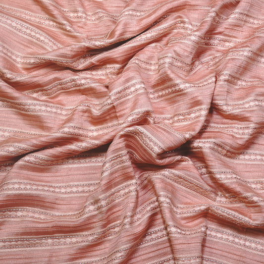 STRIPE EMBROIDERED PATTERN ON SLUB SILK