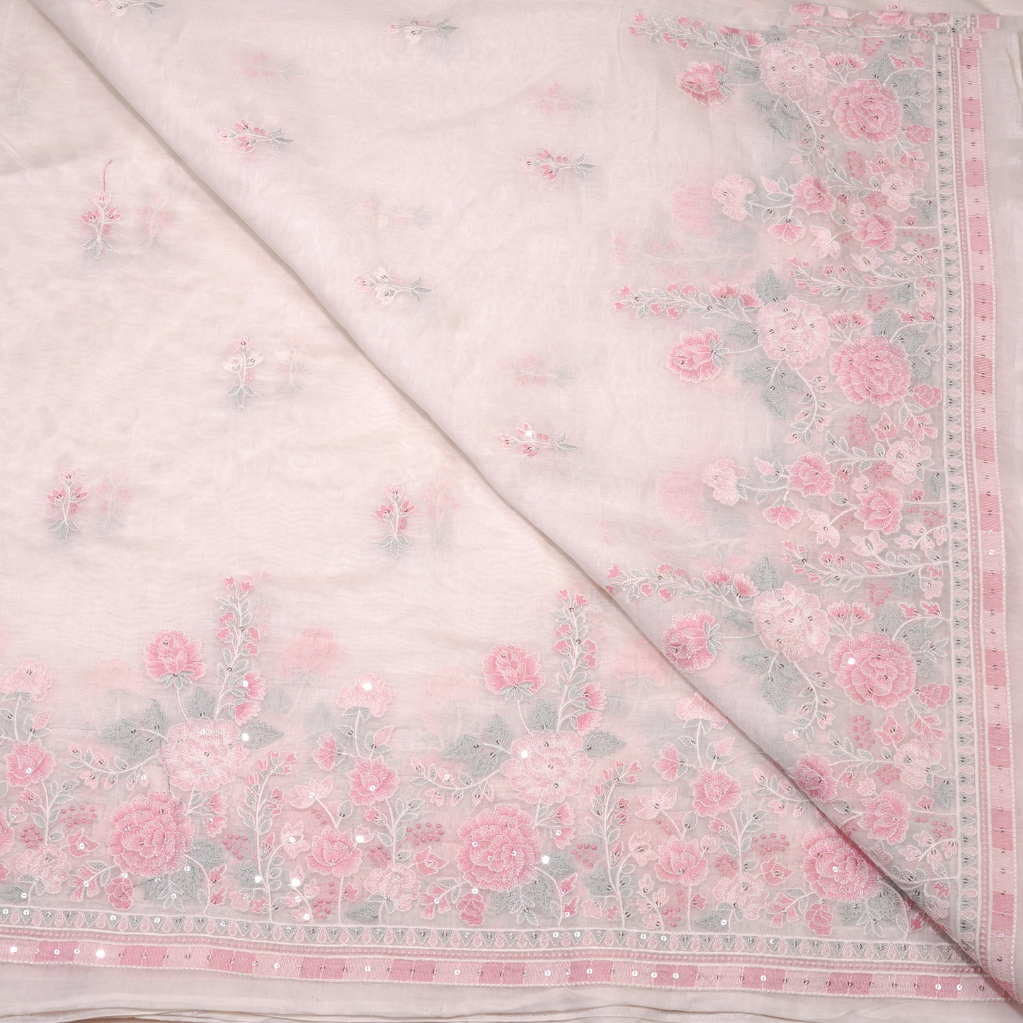ELEGANT CHANDERI EMBROIDERED FABRIC