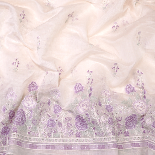 ELEGANT CHANDERI EMBROIDERED FABRIC