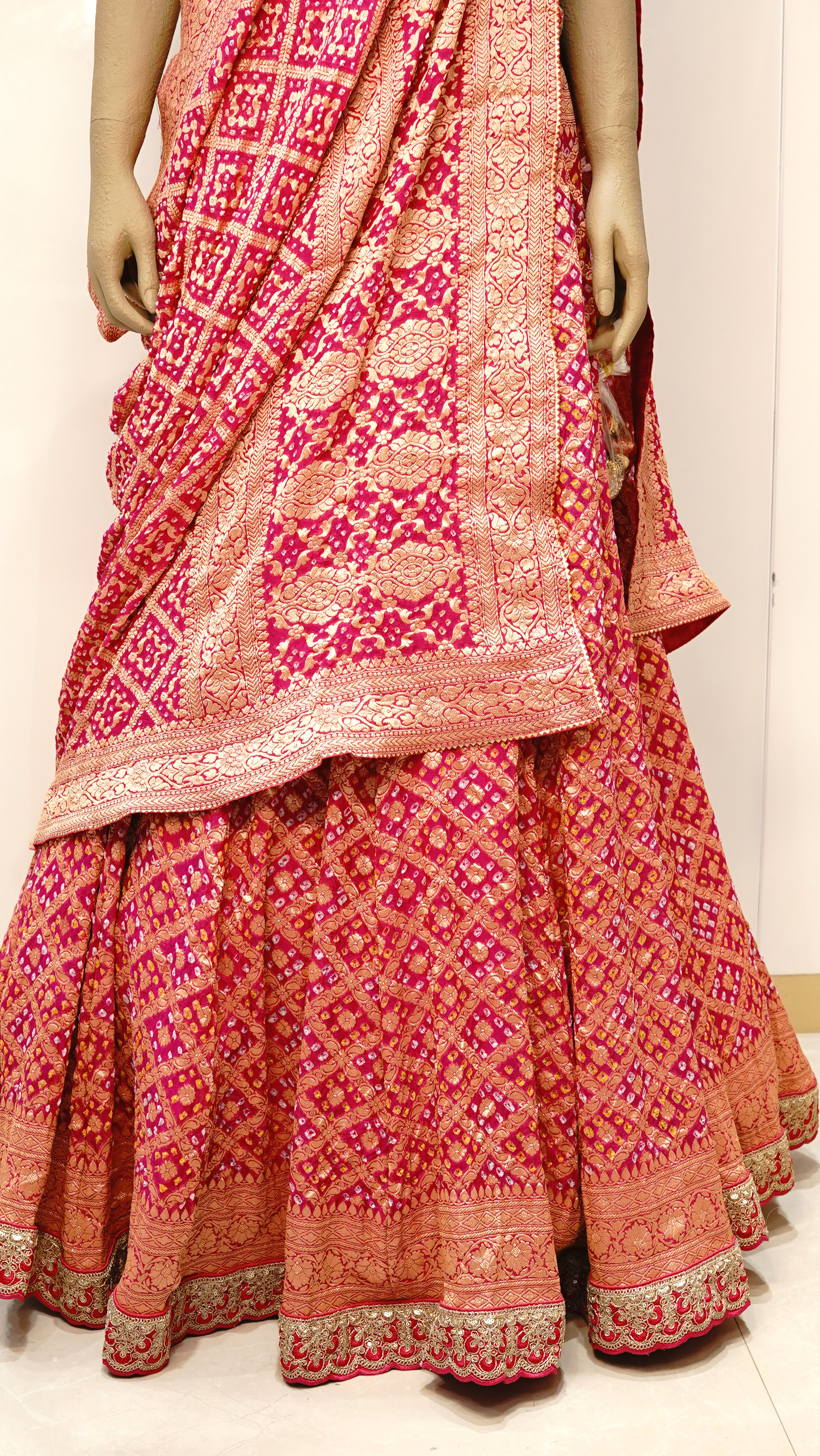 Rani Pink Banarasi Silk Bridal Lehenga