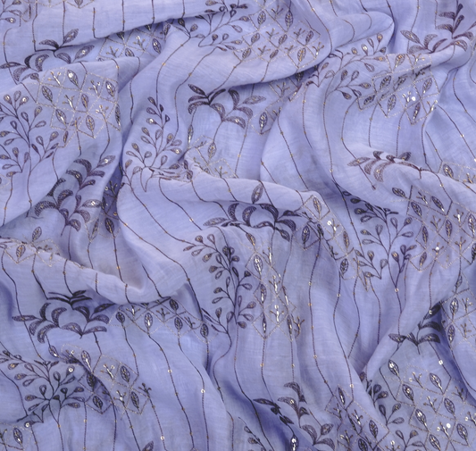 Lavender Blossom Chanderi Silk Cotton with Zari and Sequin Work