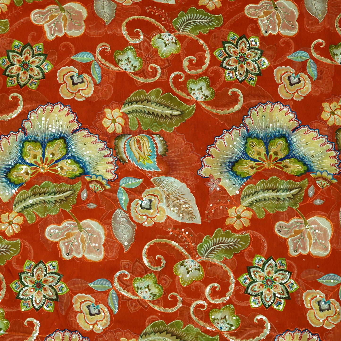 Vibrant Floral Organza Fabric