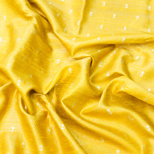 Mustard Yellow Gold Booti Woven Banarasi Fabric