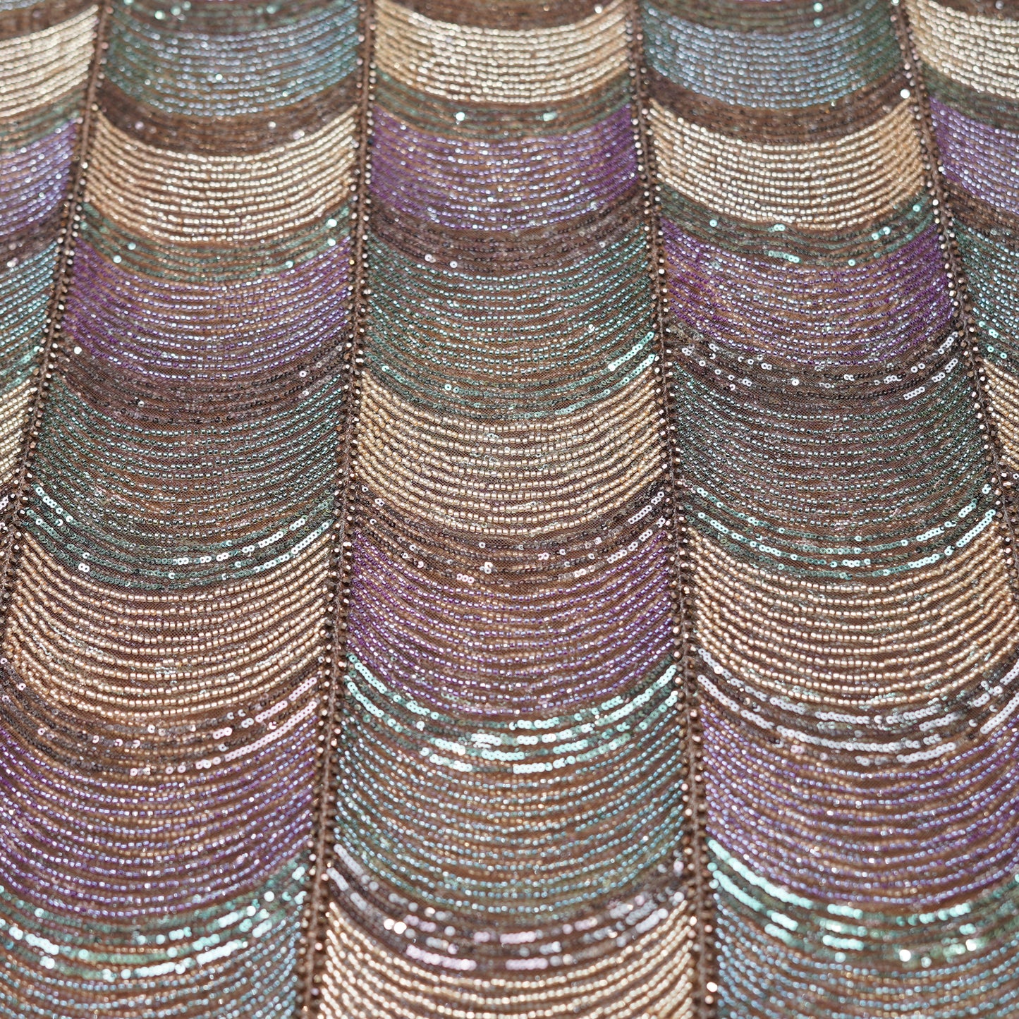 Luxury Multi-Tonal Chevron Sequin & Beadwork net Fabric