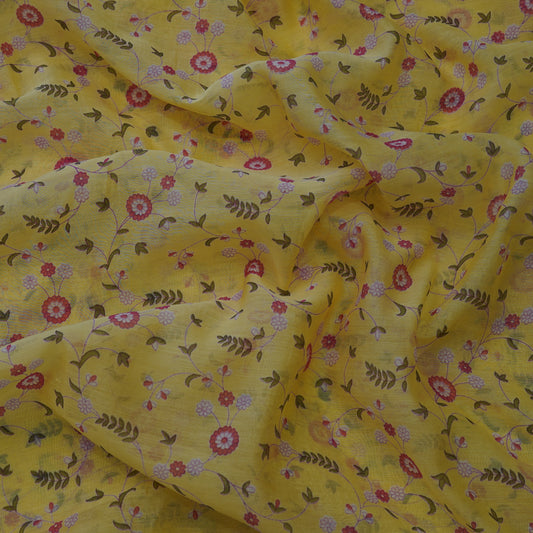 Sunflower Yellow Floral Digital Print Fabric