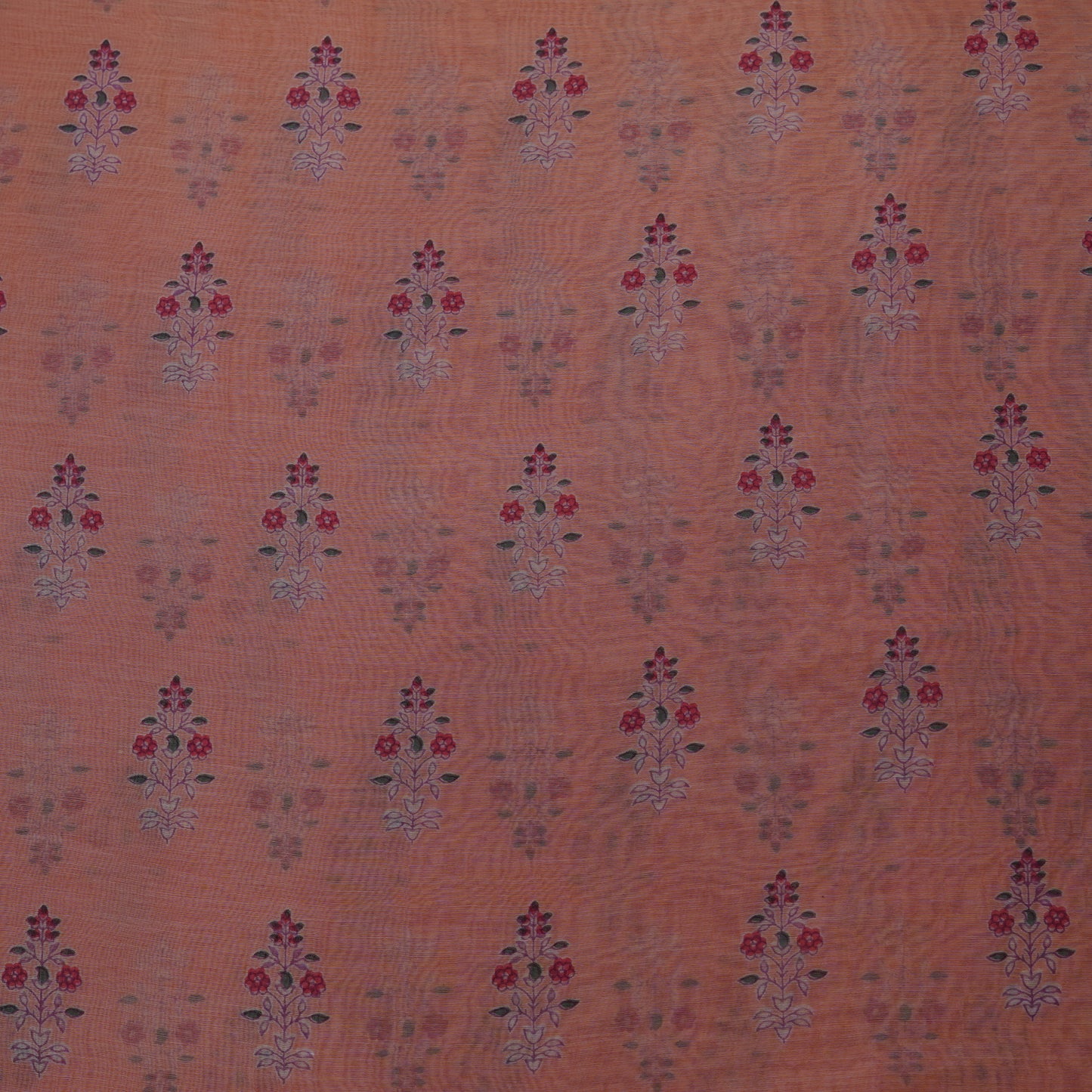 Rust Peach Floral Buti Digital Print Fabric