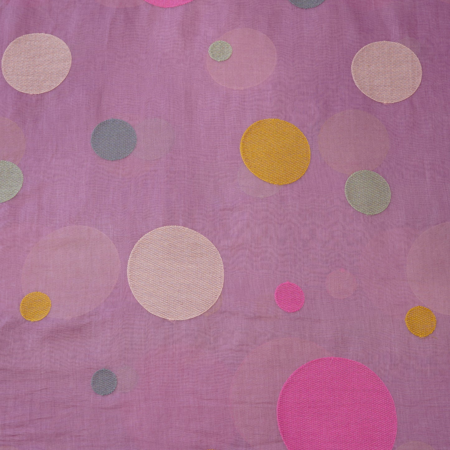 Premium Mauve Polka Dot Embroidered chanderi Fabric.