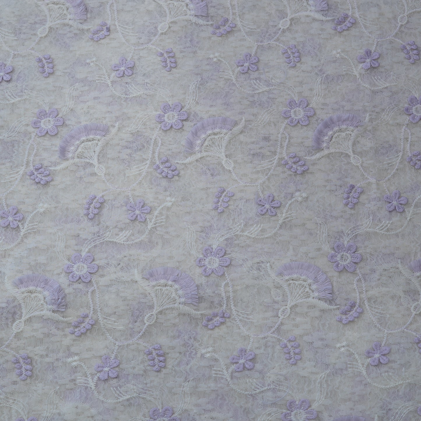 Premium Lavender Cotton Embroidery Fabric.