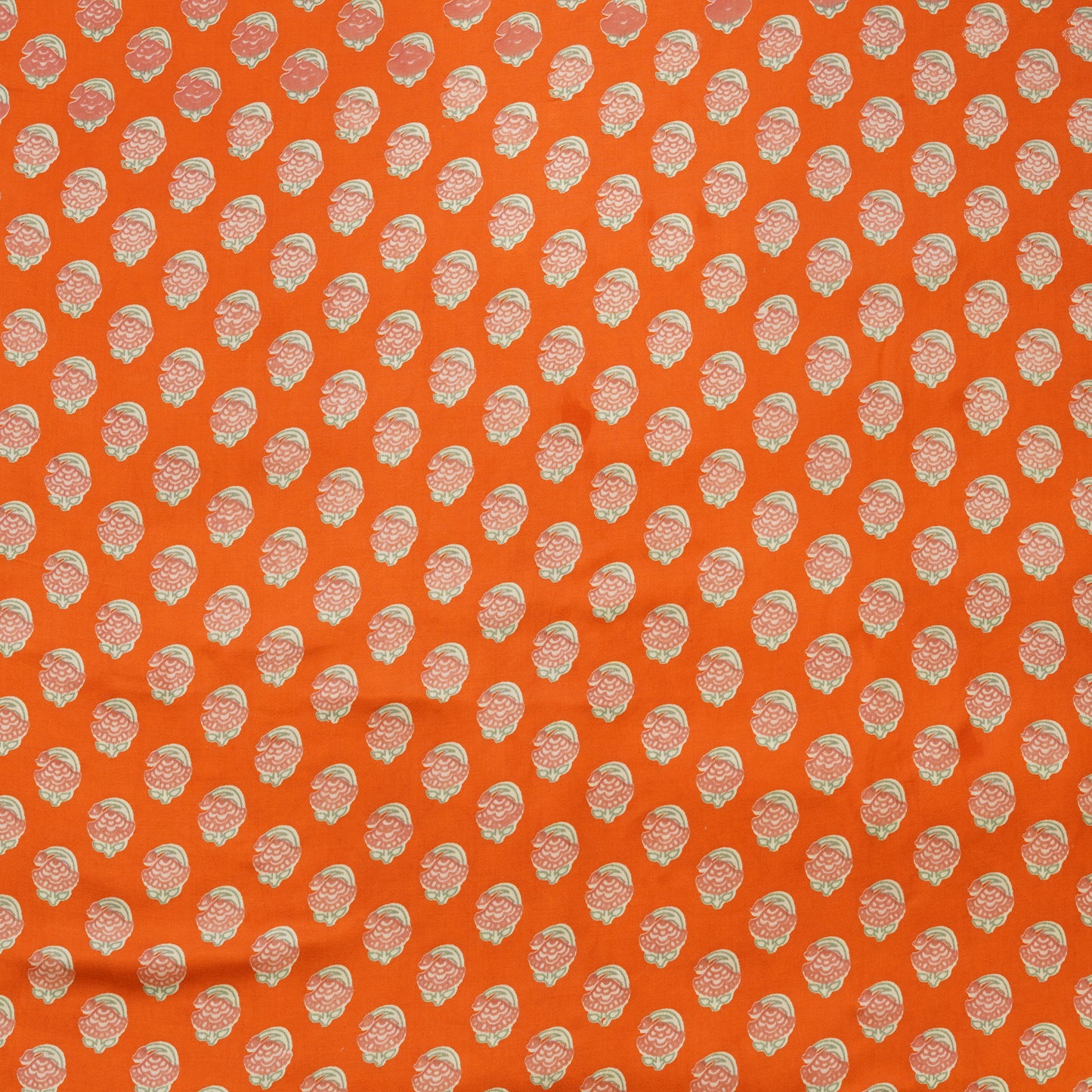 Vibrant Orange Traditional Buti Printed Fabric