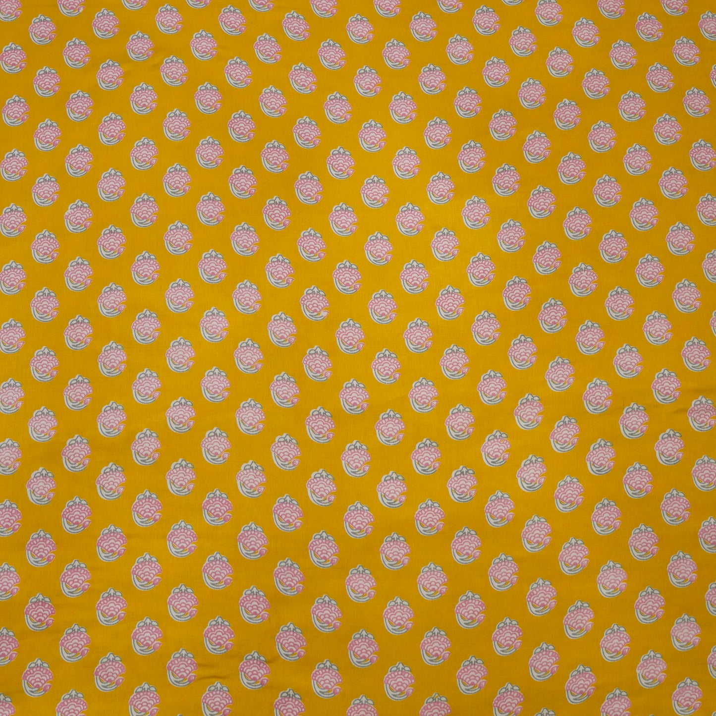 Mustard Yellow Floral Buti Printed Fabric.