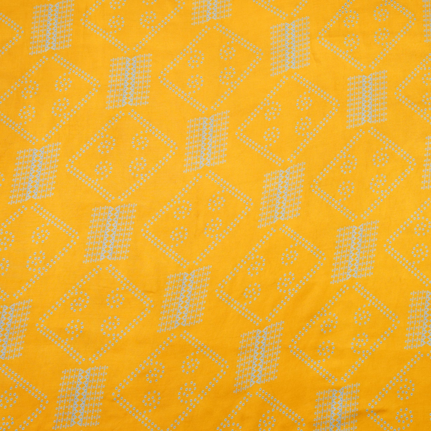 Mustard Yellow Geometric Bandhani-Inspired Printed Fabric.