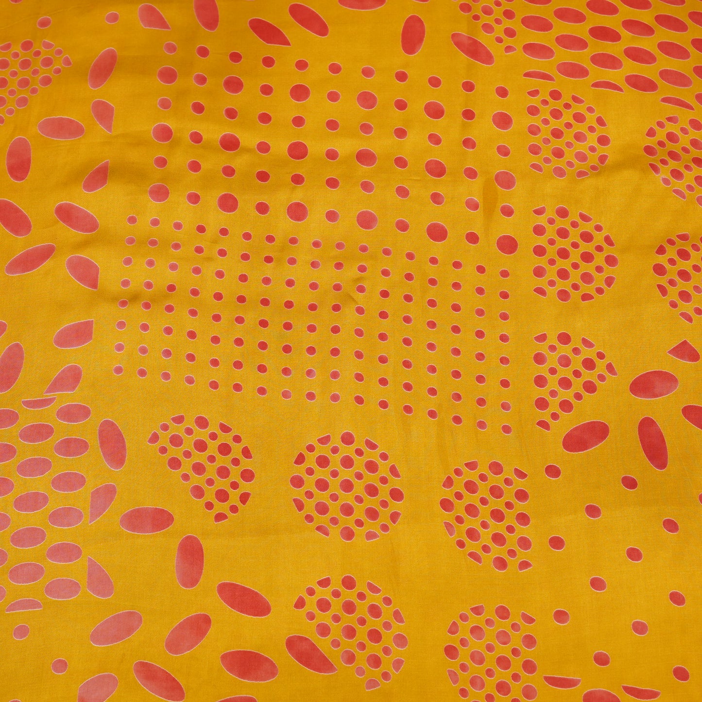 Mustard Abstract Dot Print Fabric.