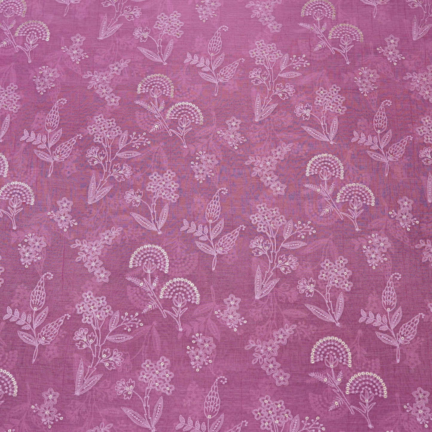 Dusty Mauve Floral Embroidered Fabric.