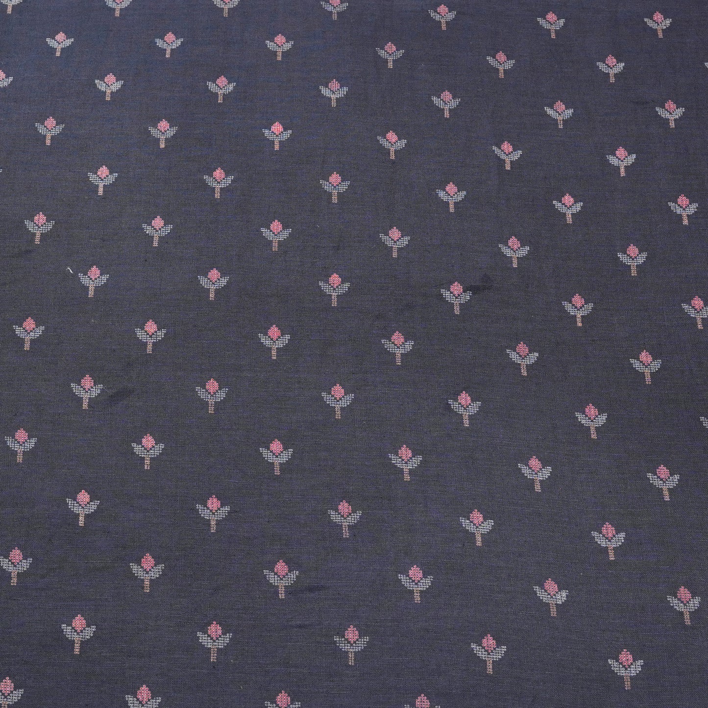 Midnight Bloom Woven Buti Fabric.