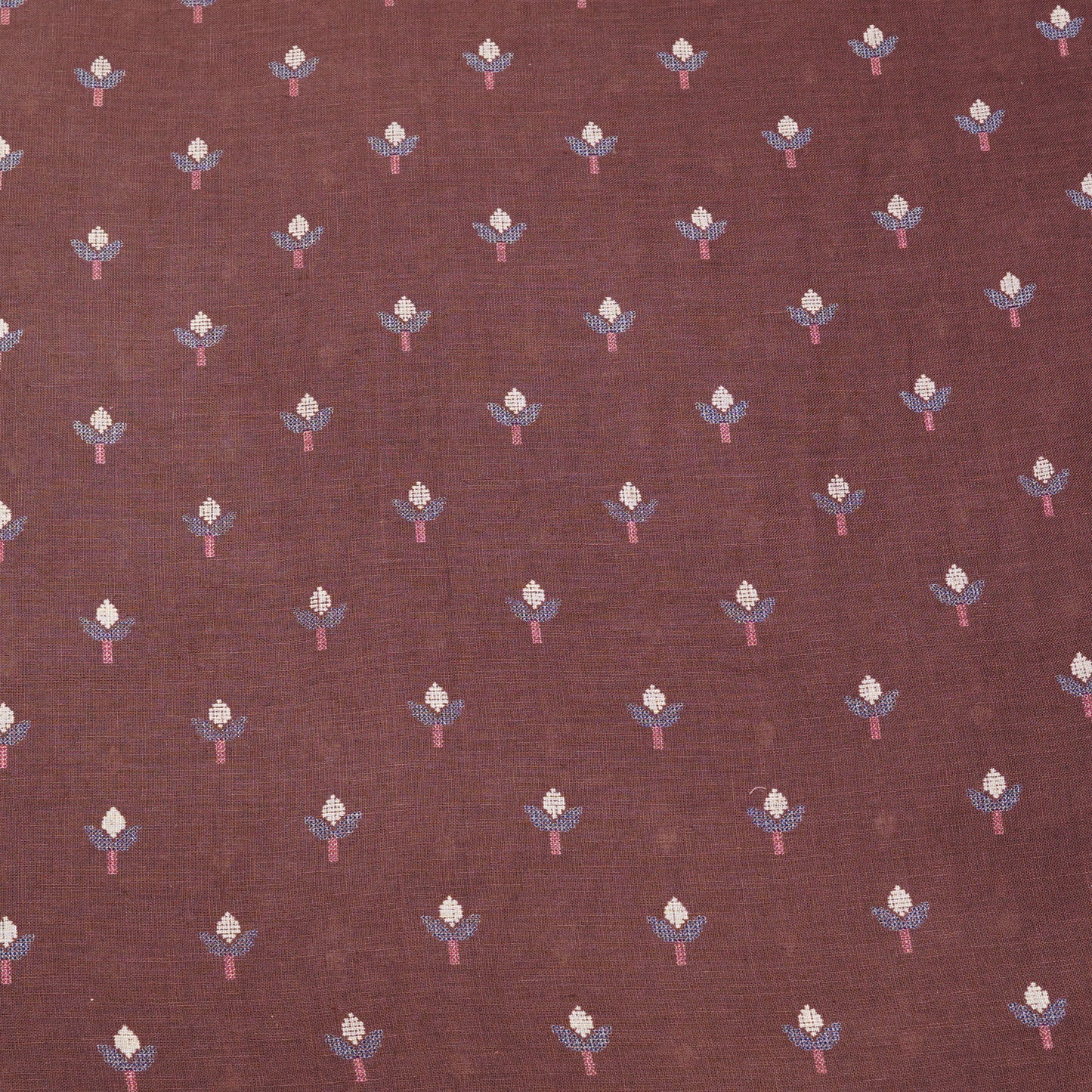 Elegant Brown Floral Buti Woven Fabric.