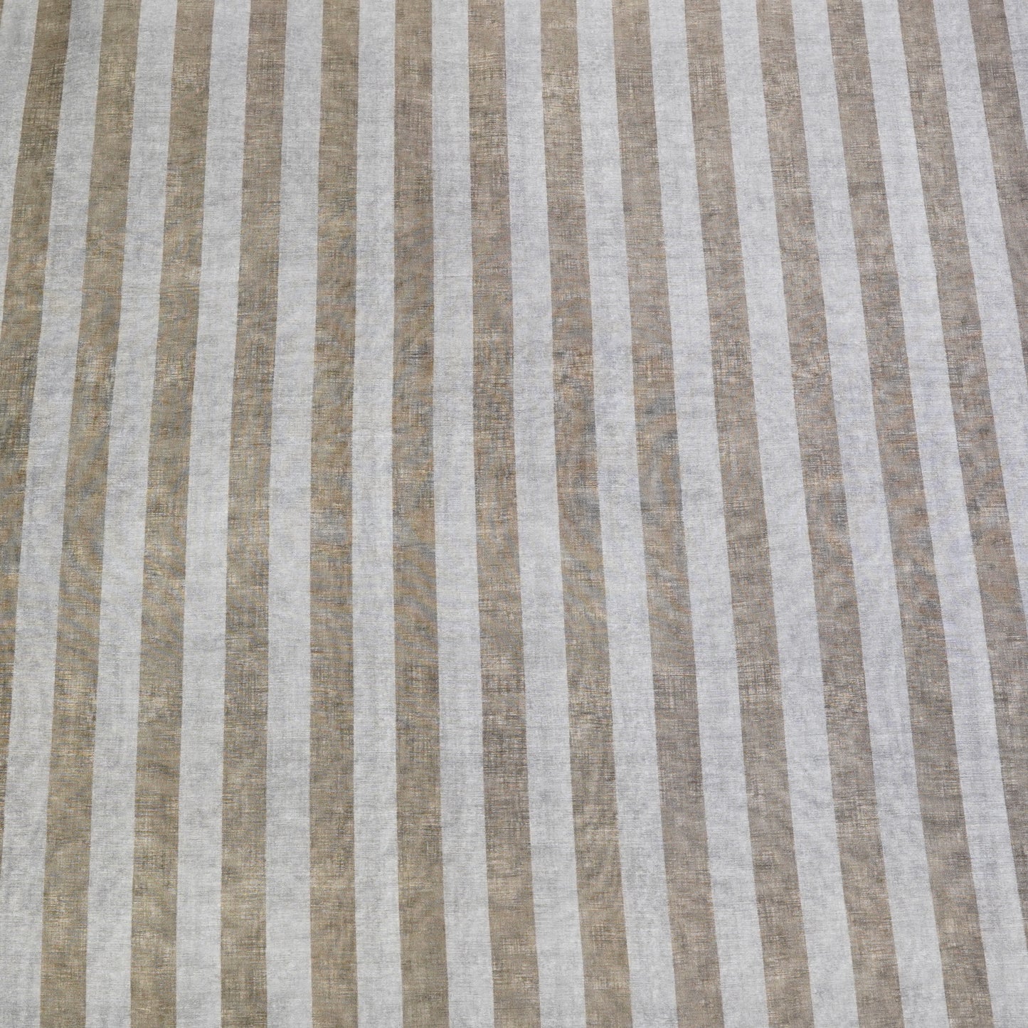 Beige & White Vertical Stripe Chanderi Fabric.