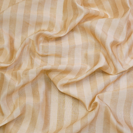 Beige & Cream Vertical Stripe Chanderi Fabric