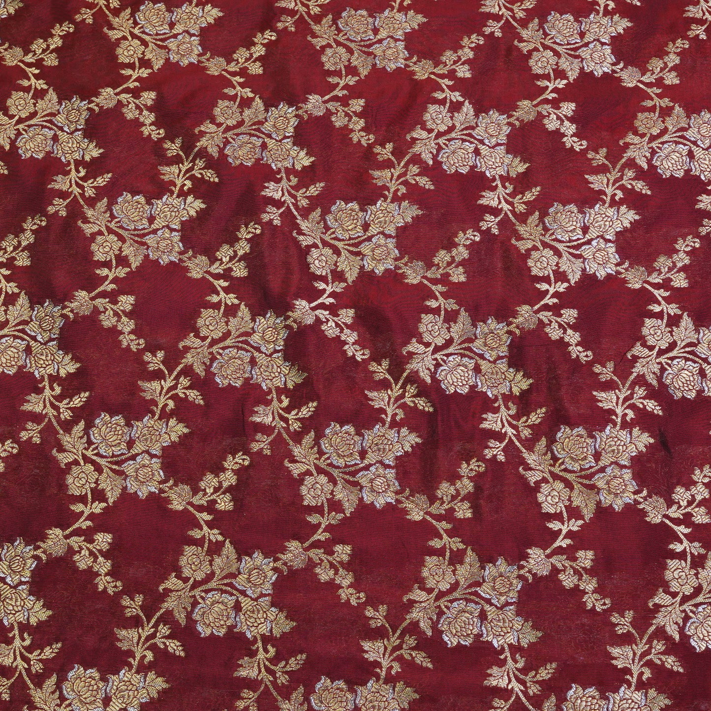 Classic Red Floral Banarasi Fabric