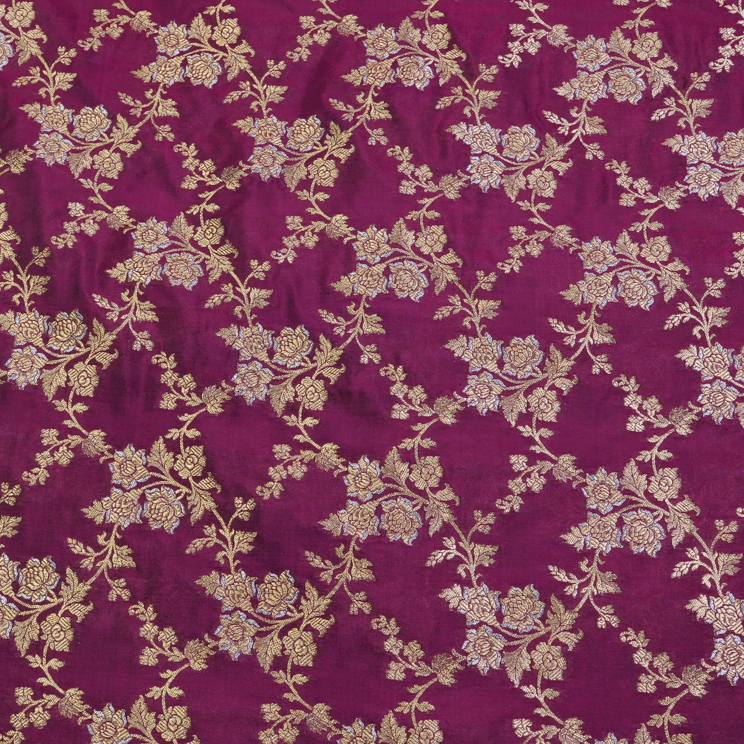 Royal Wine Floral Banarasi Fabric