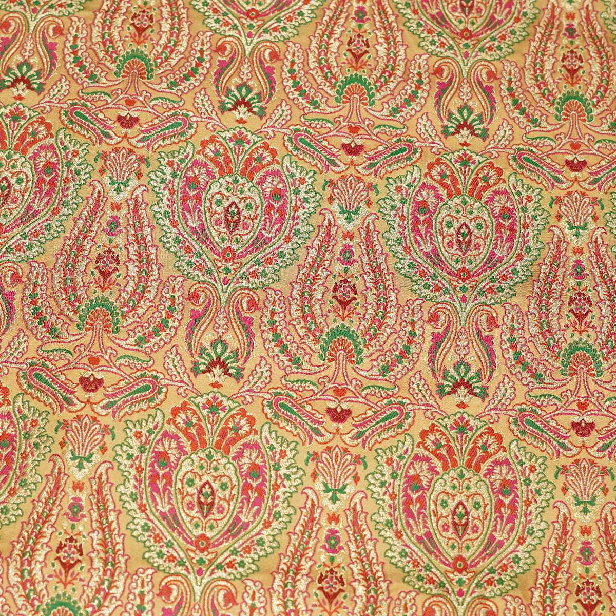Premium Banarasi Brocade Fabric with Multicolour Traditional Paisley & Floral Zari Weaving