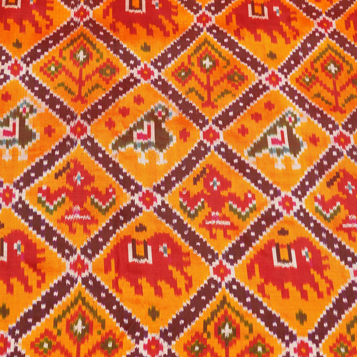 Premium Multicolour Ekat-Inspired Geometric Printed Fabric