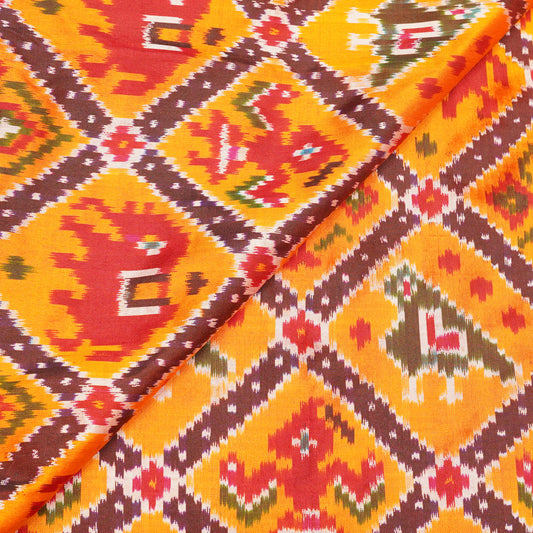 Premium Multicolour Ekat-Inspired Geometric Printed Fabric