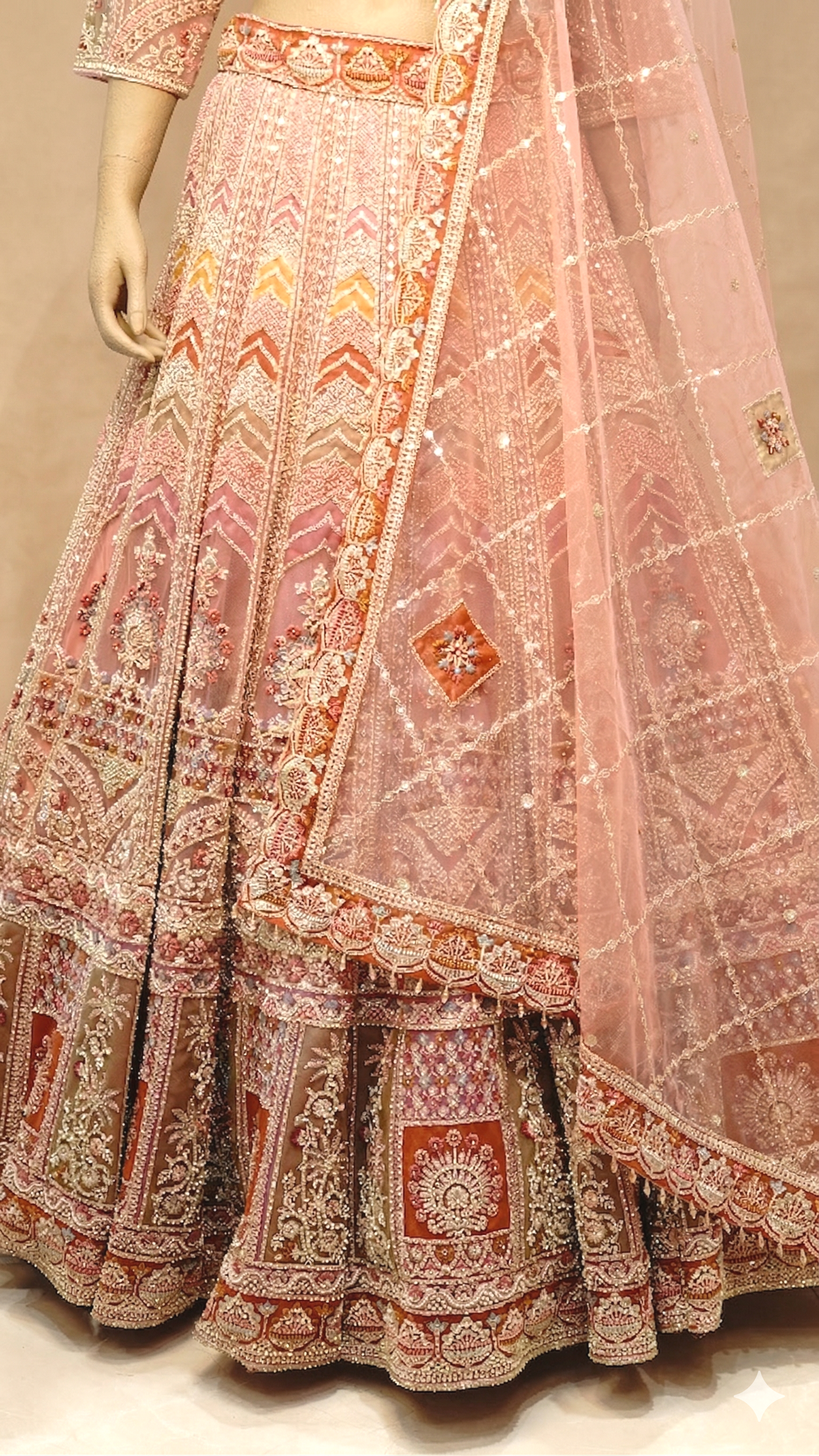 Blush Pink Heavily Embroidered Bridal Lehenga Set