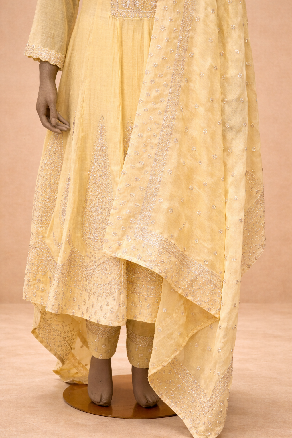 Soft Yellow Embroidered Kurta Set with Dupatta