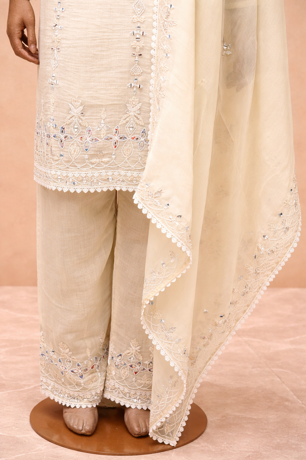 Ivory Elegance Embroidered Suit Set
