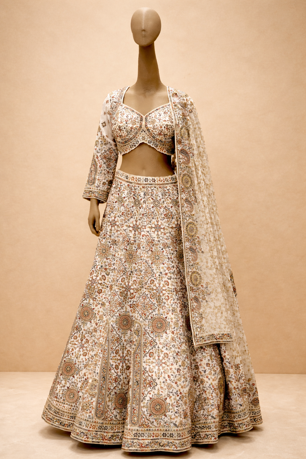 Elegant Ivory Floral Lehenga Set