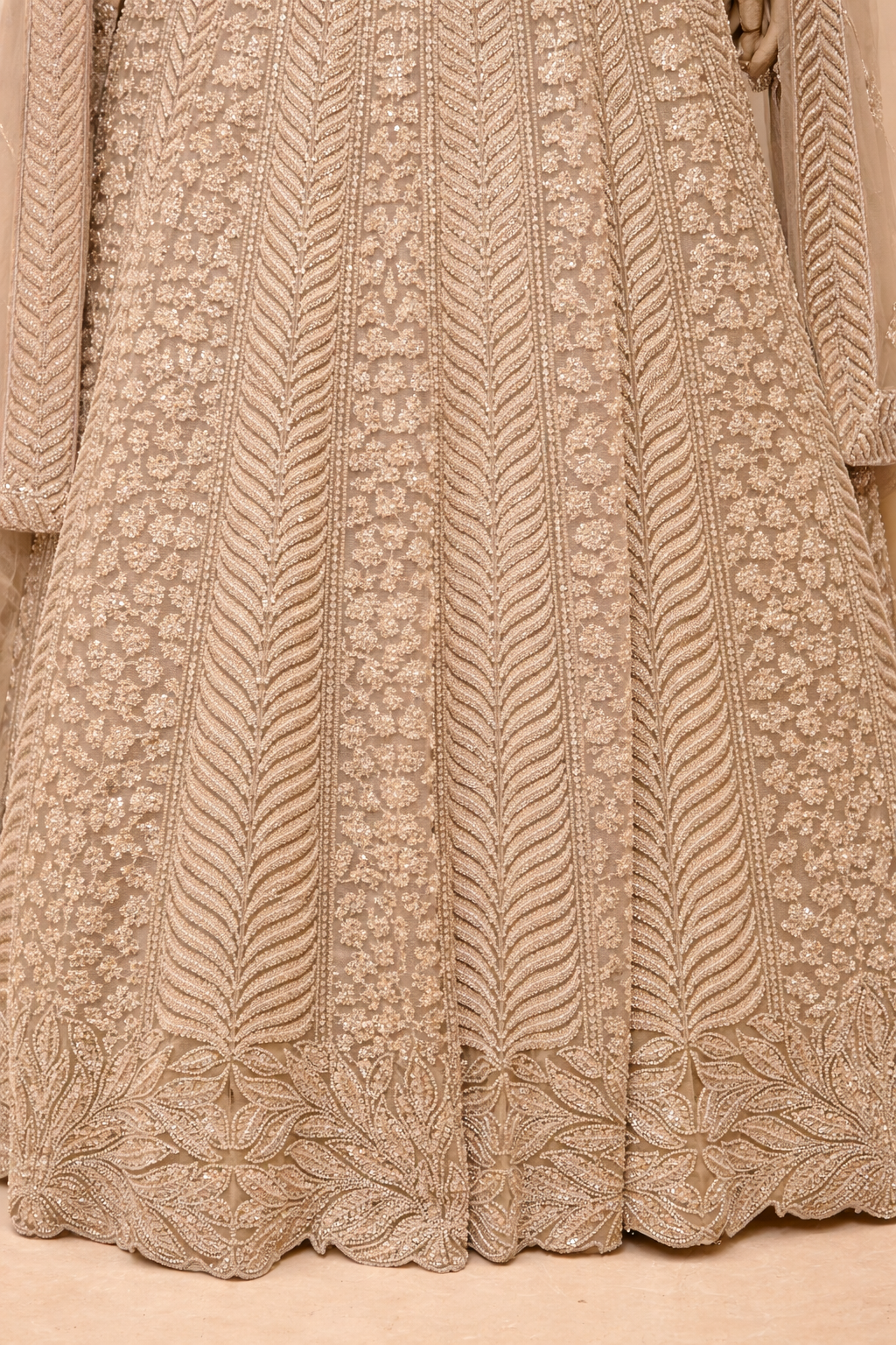 Champagne Embroidered Designer Lehenga