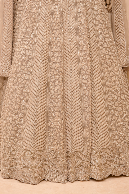Champagne Embroidered Designer Lehenga