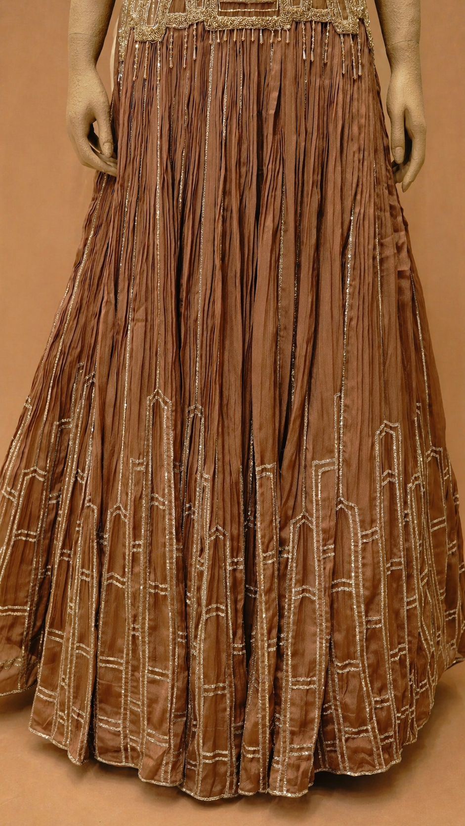 Copper Gold Art Deco Embellished Lehenga