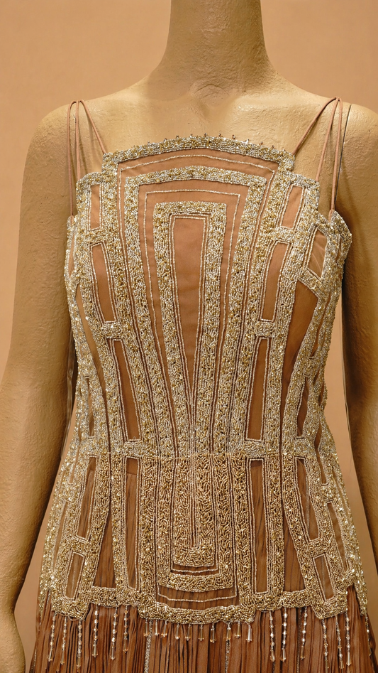 Copper Gold Art Deco Embellished Lehenga