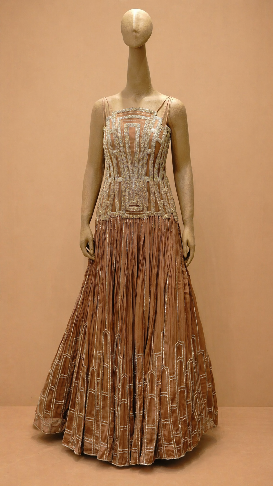 Copper Gold Art Deco Embellished Lehenga