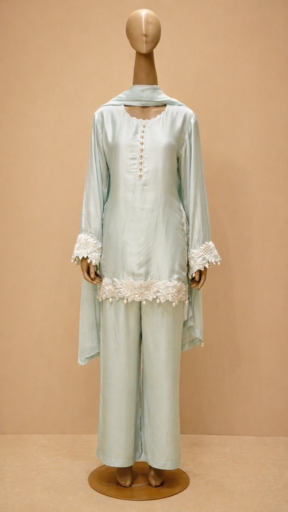 Pastel Mint Embellished Kurta Set