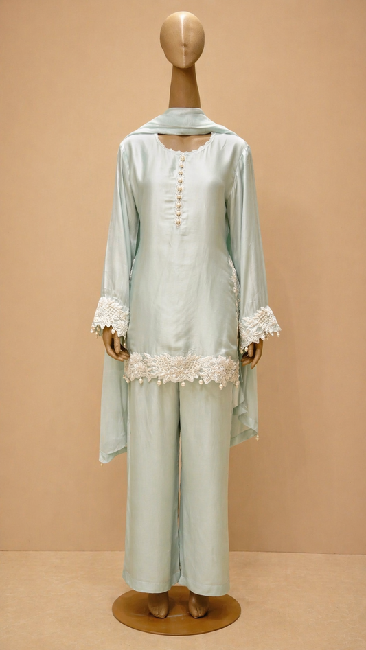 Pastel Mint Embellished Kurta Set