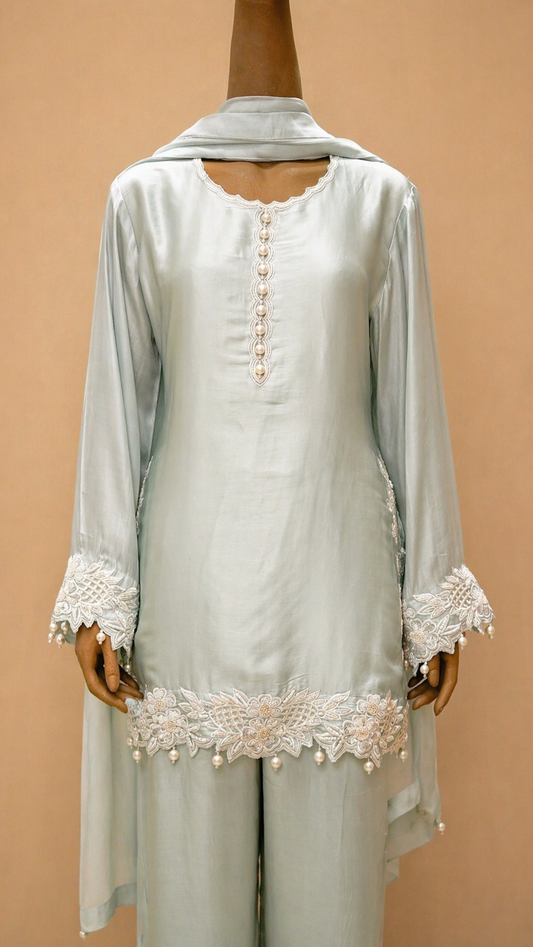 Pastel Mint Embellished Kurta Set